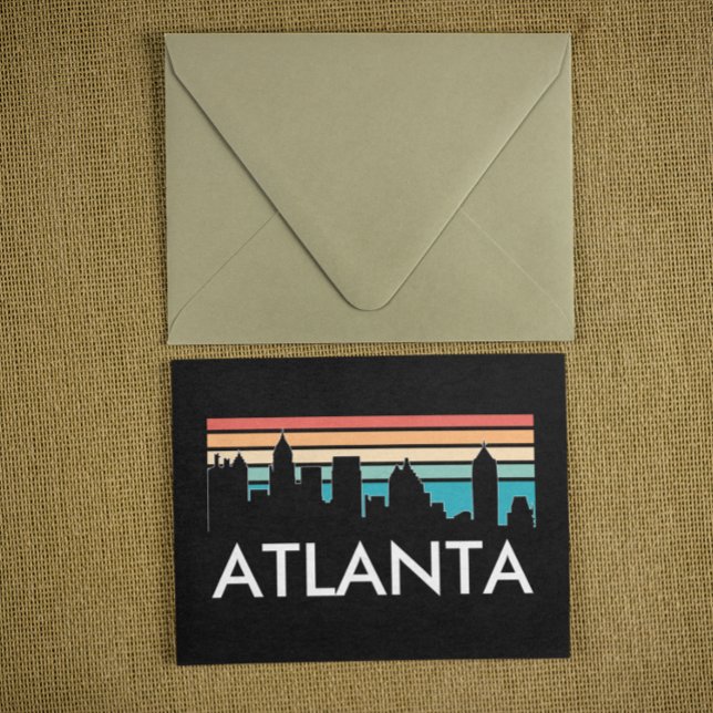 Retro Atlanta Georgia Vintage Sunset Skyline Postcard (Retro Sunset Atlanta Skyline Postcard)
