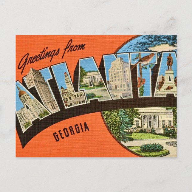Retro Atlanta Greetings  Postcard (Front)