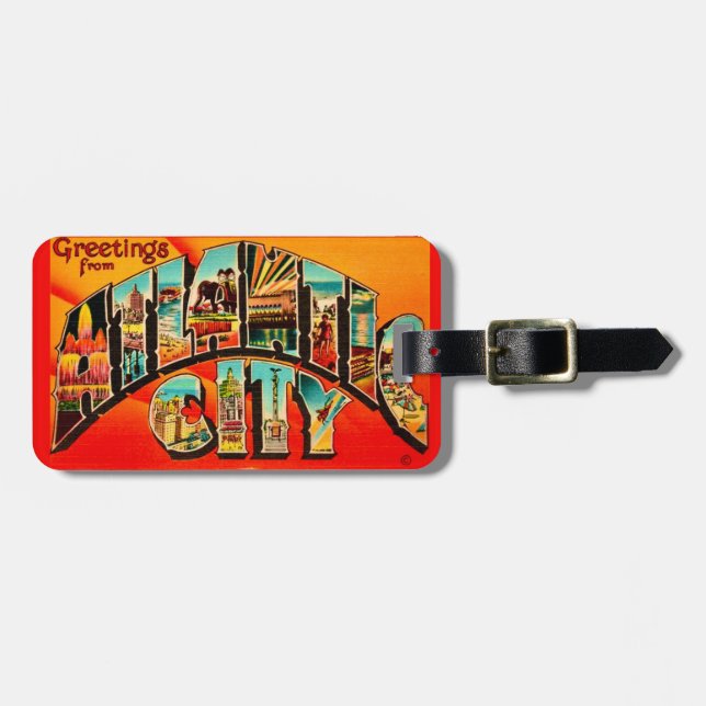 Retro Atlantic City Luggage Tag (Front Horizontal)