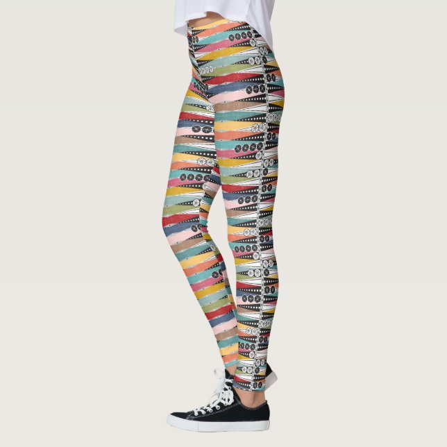 Retro Atomic Age Backgammon  Leggings (Left)