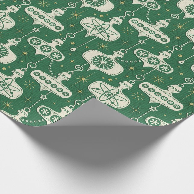 Retro Atomic Age Christmas Ornaments ©studioxtine Wrapping Paper (Corner)