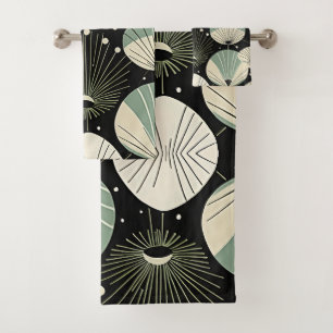 Retro Atomic Age Geometric Modern Pattern Bath Towel Set