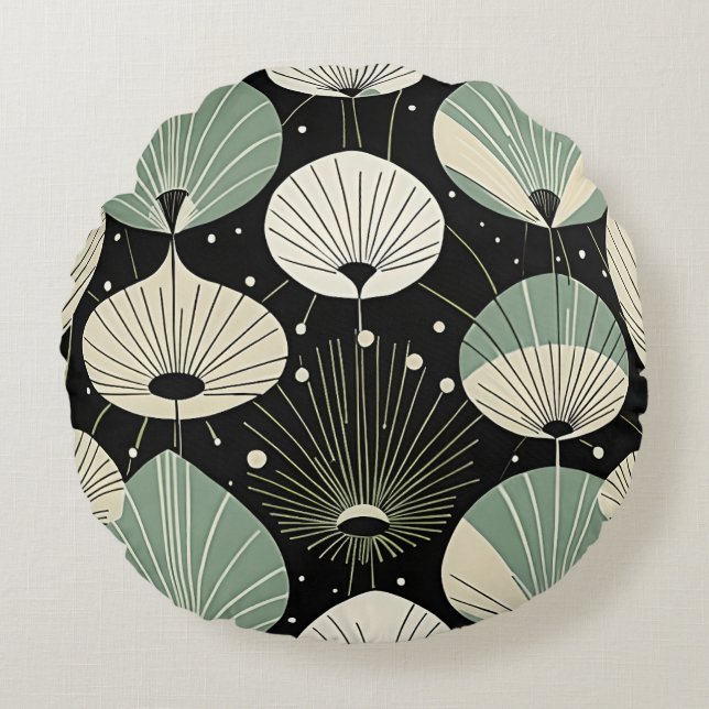 Retro Atomic Age Geometric Modern Pattern  Round Cushion (Front)