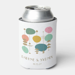 Retro Atomic Age Mid Century Modern Custom Wedding Can Cooler