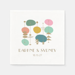 Retro Atomic Age Mid Century Modern Custom Wedding Napkin