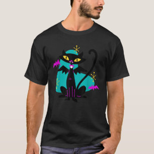 Retro Atomic Age Mid Century Vampire Black Cat w B T-Shirt