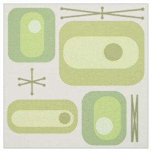 Retro Atomic Age Shapes Chartreuse Fabric