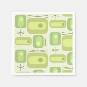 Retro Atomic Age Shapes Chartreuse Napkin