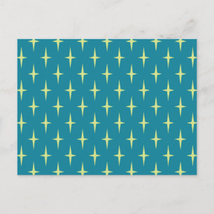 Retro Atomic Age Star Pattern Holiday Postcard