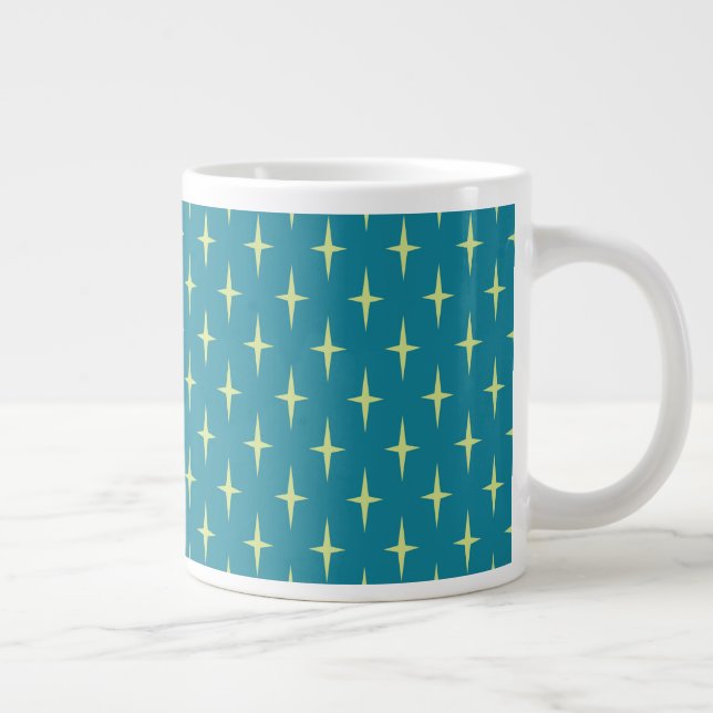 Retro Atomic Age Star Pattern Large Coffee Mug (Right)