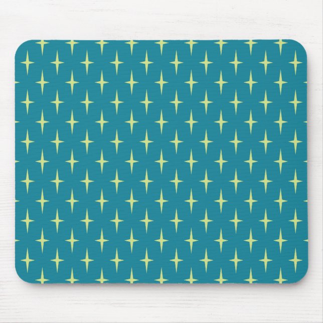 Retro Atomic Age Star Pattern Mouse Mat (Front)