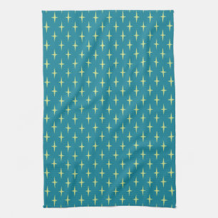 Retro Atomic Age Star Pattern Tea Towel