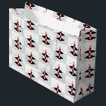 Retro Atomic Art Baubles & Planes Large Gift Bag<br><div class="desc">Retro Atomic Art style design features red/white/black "baubles" centred between a four-dimension tower of geometric planes on grey colorblock background</div>