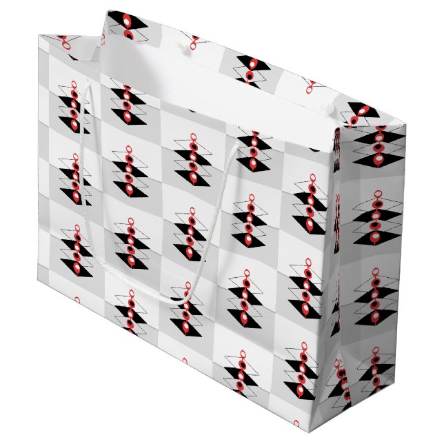 Retro Atomic Art Baubles & Planes Large Gift Bag (Front Angled)