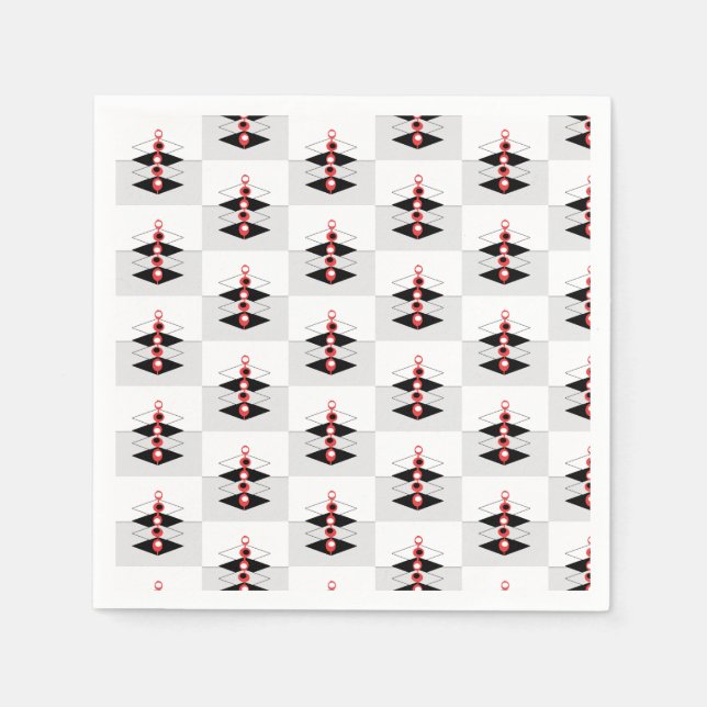 Retro Atomic Art Baubles & Planes Napkin (Front)