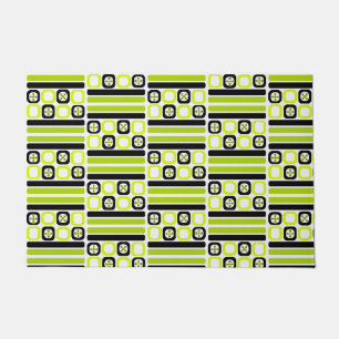 Retro Atomic Art Squares Lines Chartreuse Doormat