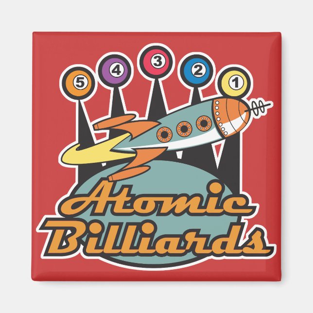 retro atomic billiards sign magnet (Front)