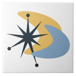 Retro Atomic Boomerang and Mid-Century Starburst Tile