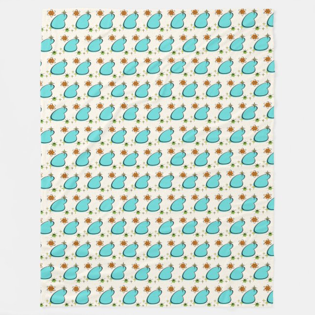 Retro Atomic Boomerang & Starburst Fleece Blanket (Front)