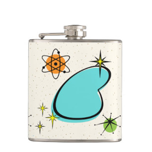 Retro Atomic Boomerang Vinyl Wrapped Flask