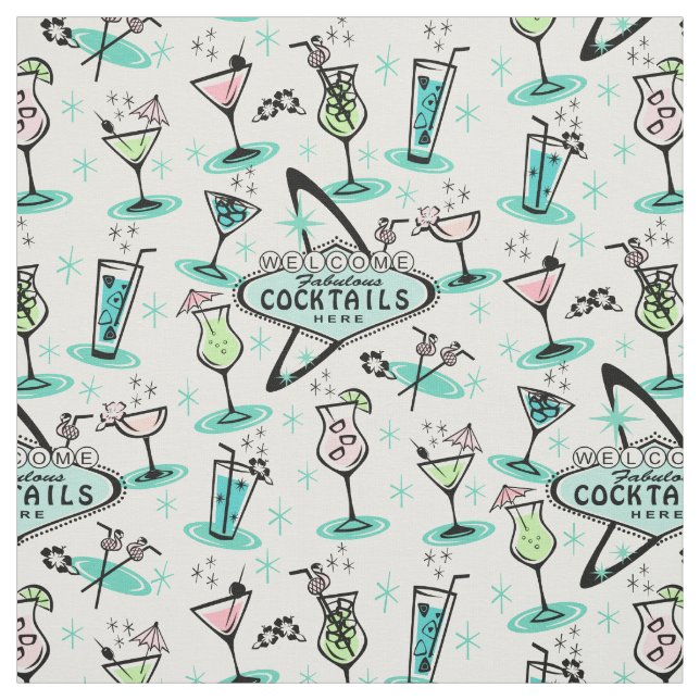 Retro Atomic Cocktails Fabric (Swatch)