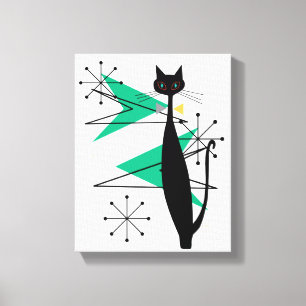 Retro Atomic Era MCM Cool Cat Canvas Print