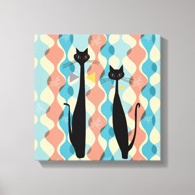 Retro Atomic Era MCM Cool Cat Canvas v2 (Front)