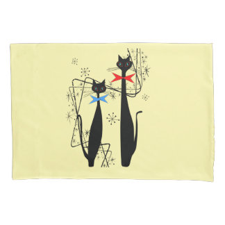 Retro Atomic Era Mid Century Modern Cat  Pillowcase