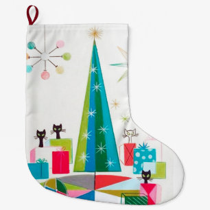 Retro Atomic Era Mid Century Modern Christmas Large Christmas Stocking