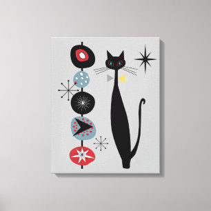 Retro Atomic Era Mid Century Modern Cool Cat Canvas Print