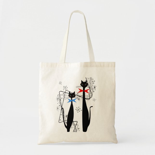 Retro Atomic Era Mid Century Modern Cool Cat Tote Bag (Front)
