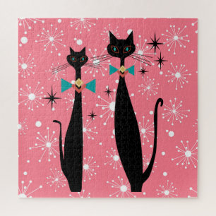 Retro Atomic Era Mid Century Modern Cool Cats Jigsaw Puzzle