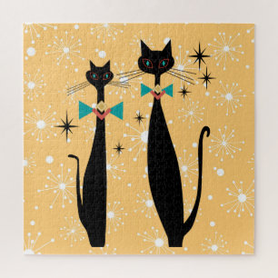 Retro Atomic Era Mid Century Modern Cool Cats Jigsaw Puzzle