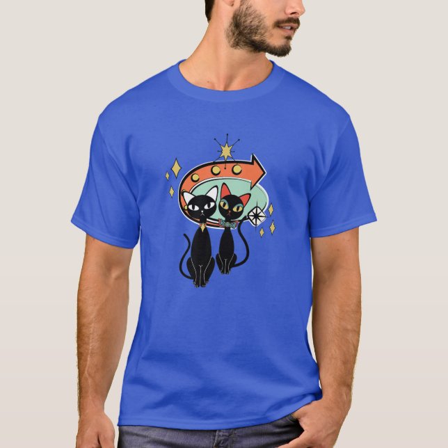 Retro Atomic Era Mid Century Modern Kitty Cats T-Shirt (Front)