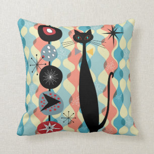 Retro Atomic Era Mid Century Modern MCM Cool Cat 1 Cushion