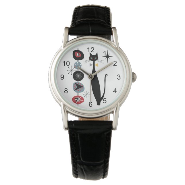 Retro Atomic Era Mid Century Modern MCM Cool Cat 2 Watch (Front)