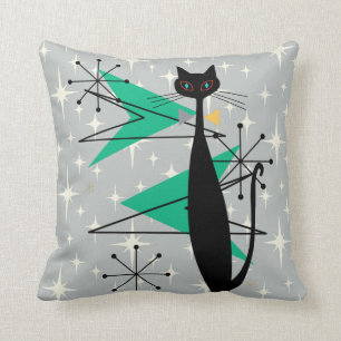 Retro Atomic Era Mid Century Modern MCM Cool Cat 3 Cushion