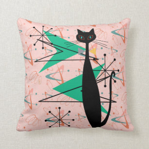 Retro Atomic Era Mid Century Modern MCM Cool Cat 4 Cushion