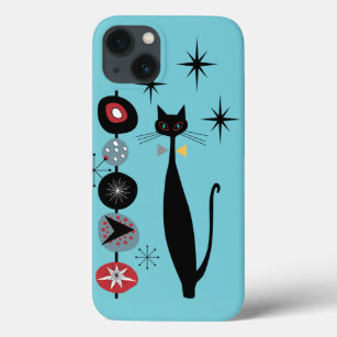 Retro Atomic Era Mid Century Modern MCM Cool Cat B Case-Mate iPhone Case