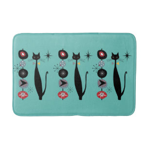 Retro Atomic Era Mid Century Modern MCM Cool Cat   Bath Mat