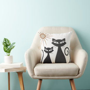 Retro Atomic Era Mid Century Modern MCM Cool Cat Cushion