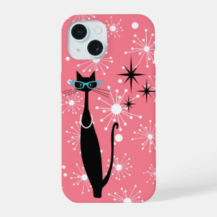 Retro Atomic Era Mid Century Modern MCM Cool Cat P iPhone 15 Case