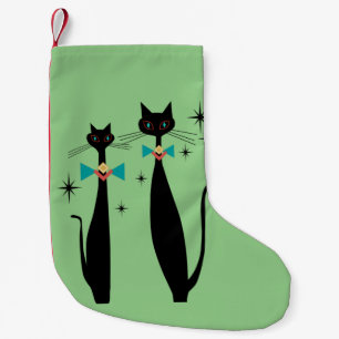 Retro Atomic Era Mid Century Modern MCM Cool Cat Small Christmas Stocking
