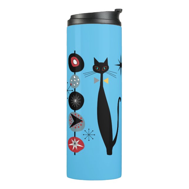 Retro Atomic Era Mid Century Modern MCM Cool Cat Thermal Tumbler (Rotated Left)