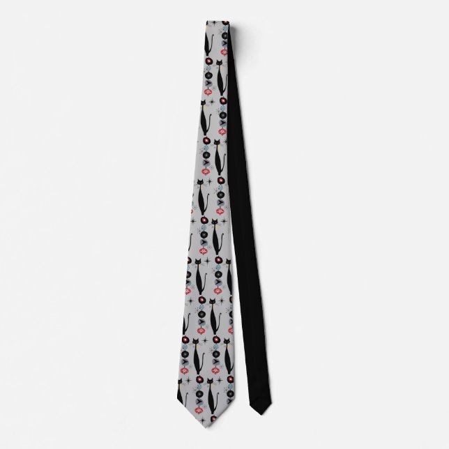 Retro Atomic Era Mid Century Modern MCM Cool Cat Tie (Front)