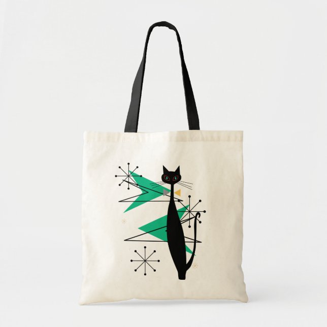 Retro Atomic Era Mid Century Modern MCM Cool Cat Tote Bag (Front)