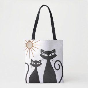 Retro Atomic Era Mid Century Modern MCM Cool Cat Tote Bag