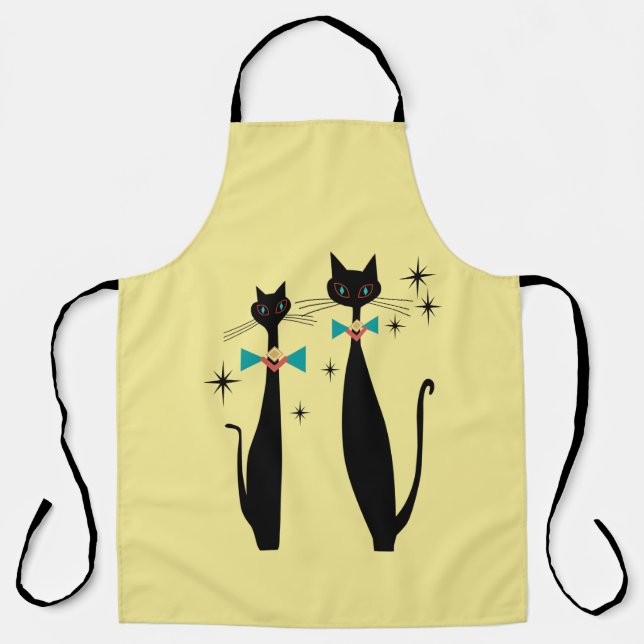 Retro Atomic Era Mid Century Modern MCM Cool Cats Apron (Front)