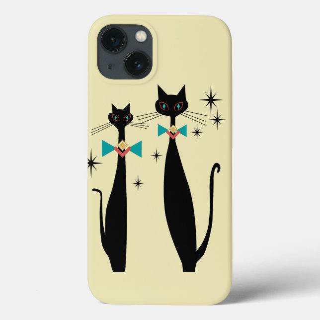 Retro Atomic Era Mid Century Modern MCM Cool Cats Case-Mate iPhone Case (Back)