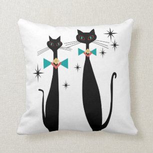 Retro Atomic Era Mid Century Modern MCM Cool Cats Cushion